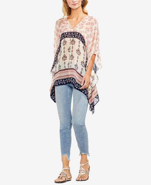 Vince Camuto Printed Asymmetrical Poncho Top